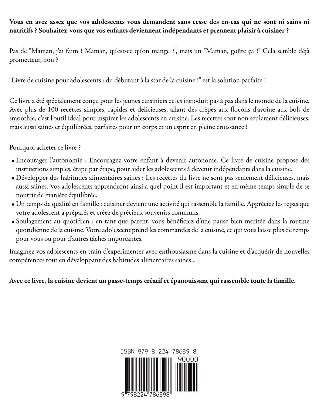Rückseite: 9798224786398 | Livre de Cuisine Pour Adolescents | Élisabeth Janine | Taschenbuch