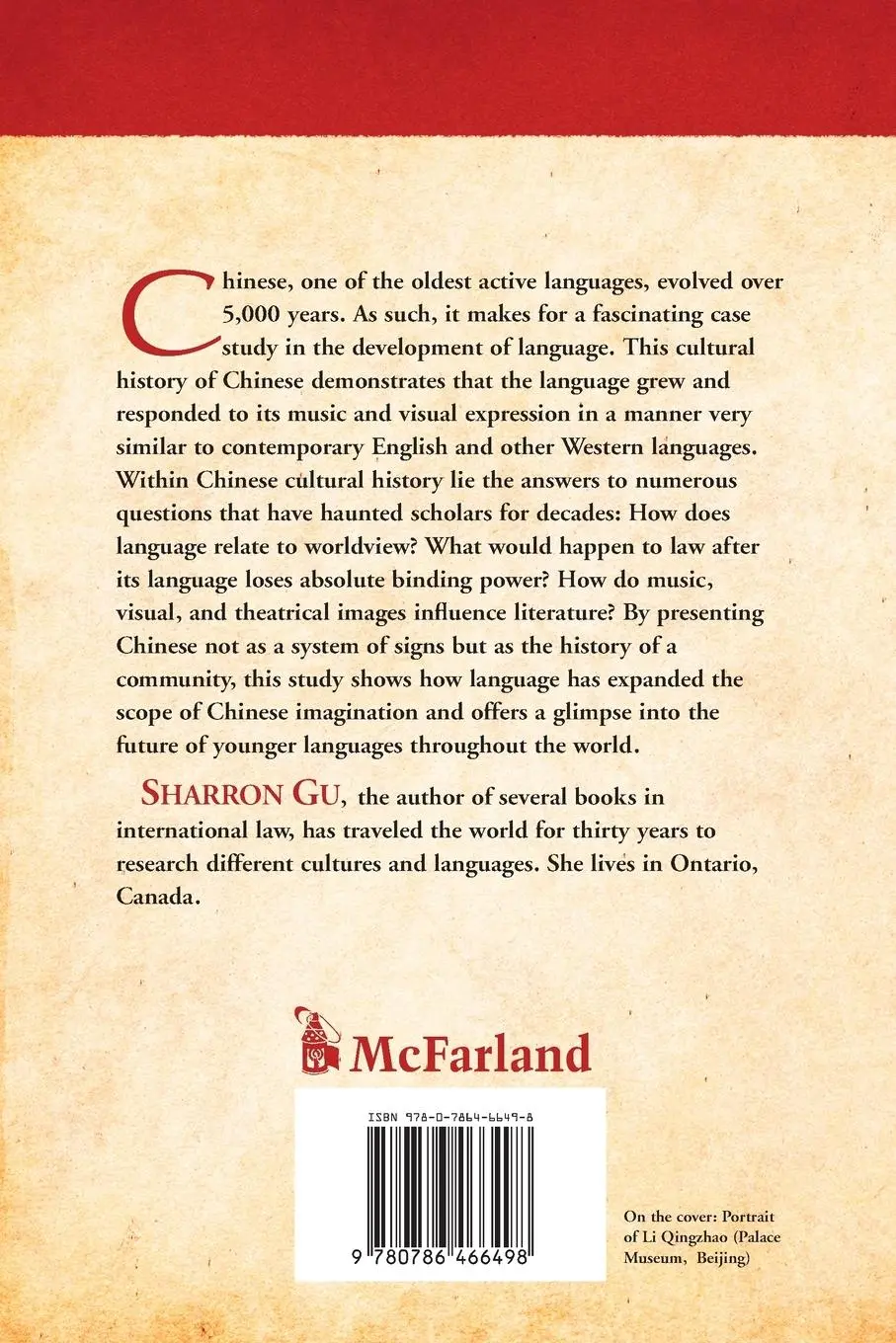 Rückseite: 9780786466498 | A Cultural History of the Chinese Language | Sharron Gu | Taschenbuch