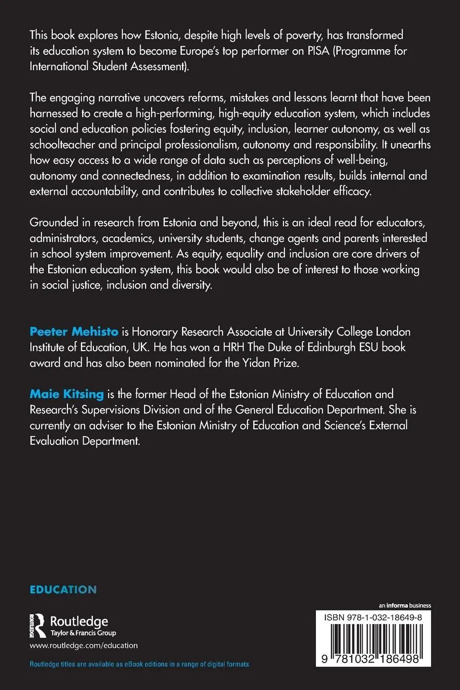 Rückseite: 9781032186498 | Lessons from Estonia's Education Success Story | Mehisto (u. a.)