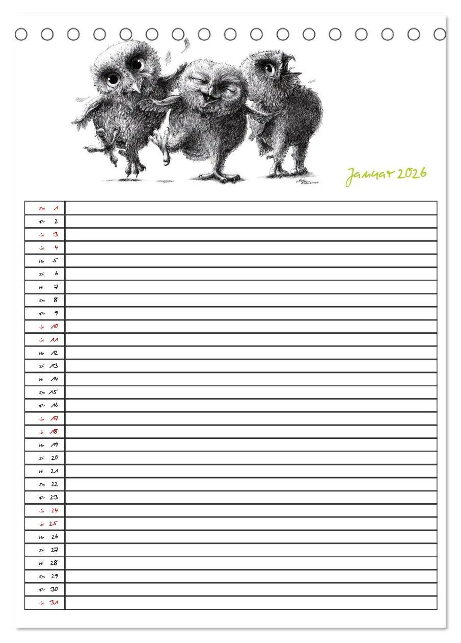 Bild: 9783516406498 | Tieronisch Eulen (Tischkalender 2026 DIN A5 hoch), CALVENDO...