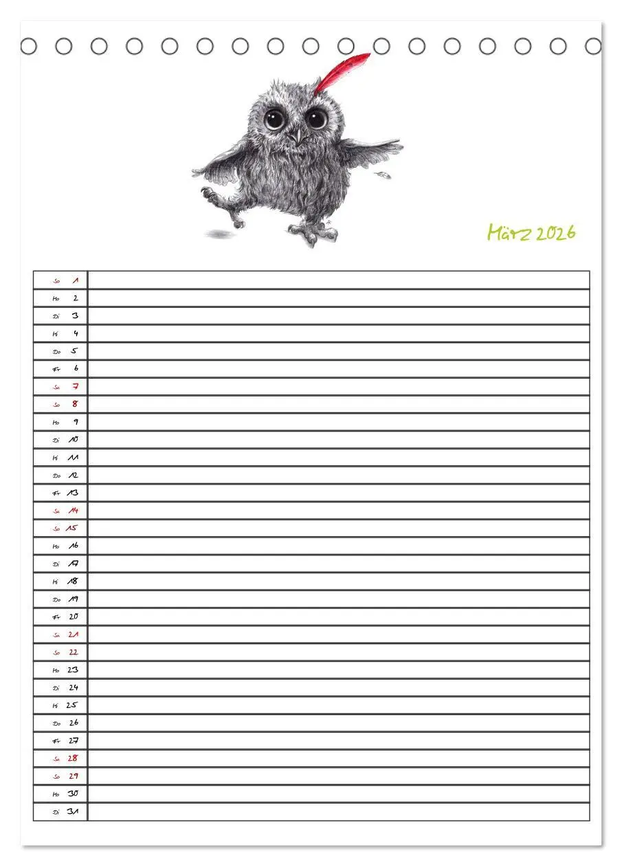 Bild: 9783516406498 | Tieronisch Eulen (Tischkalender 2026 DIN A5 hoch), CALVENDO...