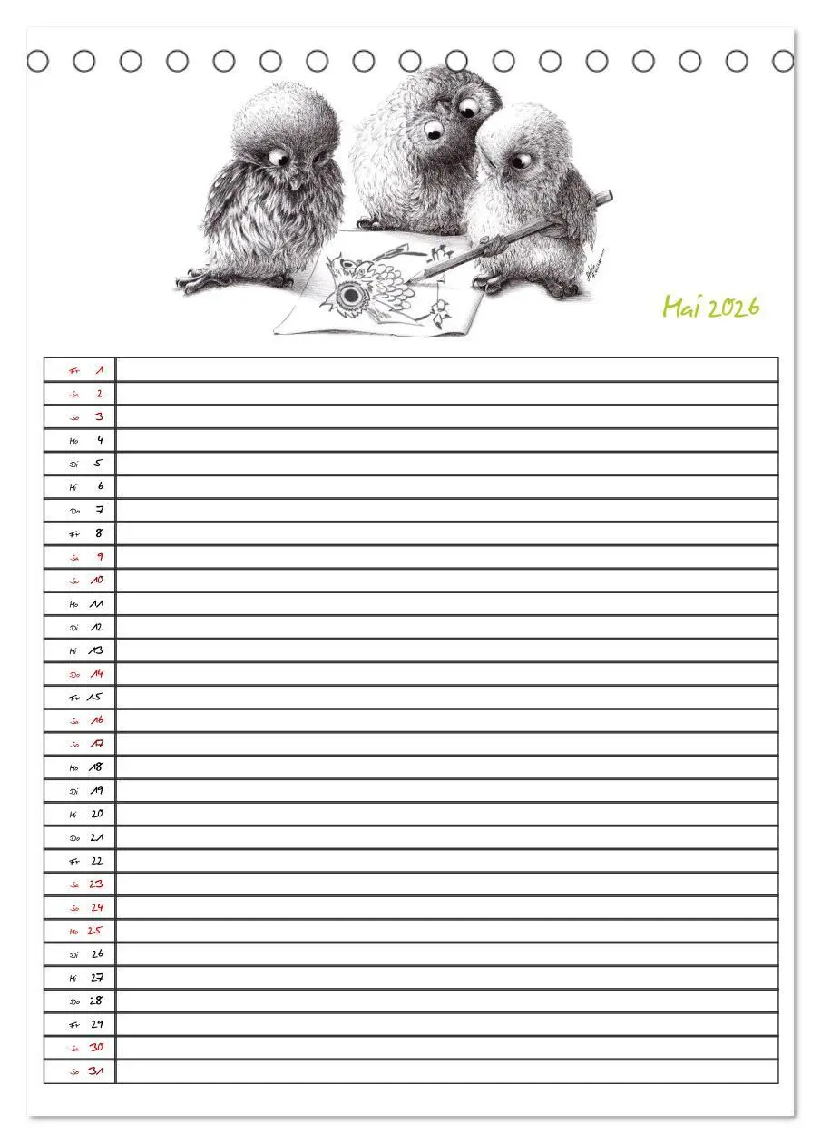 Bild: 9783516406498 | Tieronisch Eulen (Tischkalender 2026 DIN A5 hoch), CALVENDO...