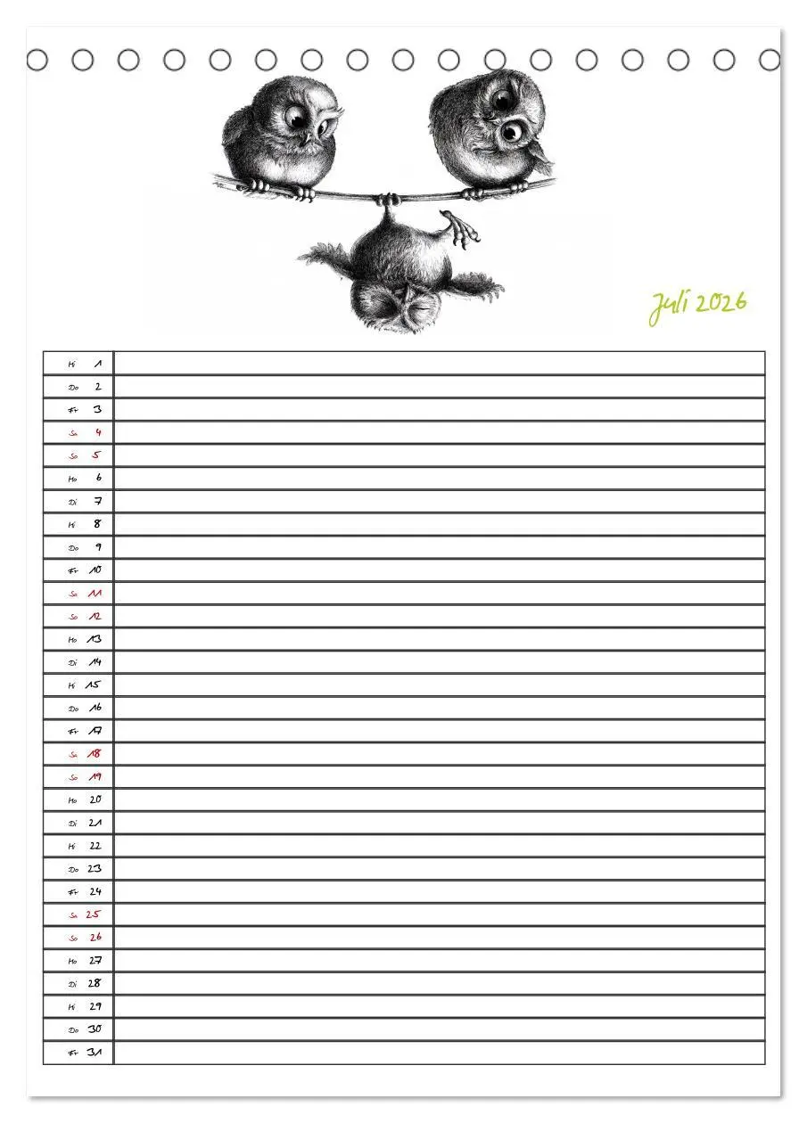 Bild: 9783516406498 | Tieronisch Eulen (Tischkalender 2026 DIN A5 hoch), CALVENDO...