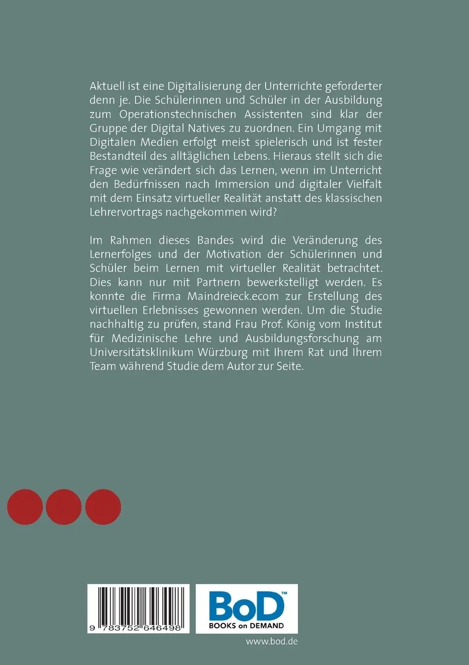Rückseite: 9783752646498 | Virtuelle Realität, die Zukunft des Lernens | Felix Mensch (u. a.)