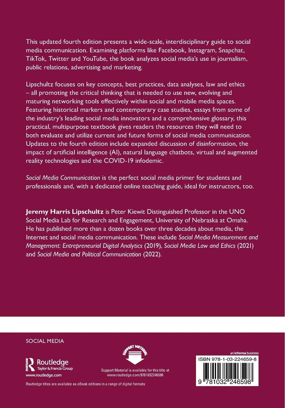 Rückseite: 9781032246598 | Social Media Communication | Concepts, Practices, Data, Law and Ethics