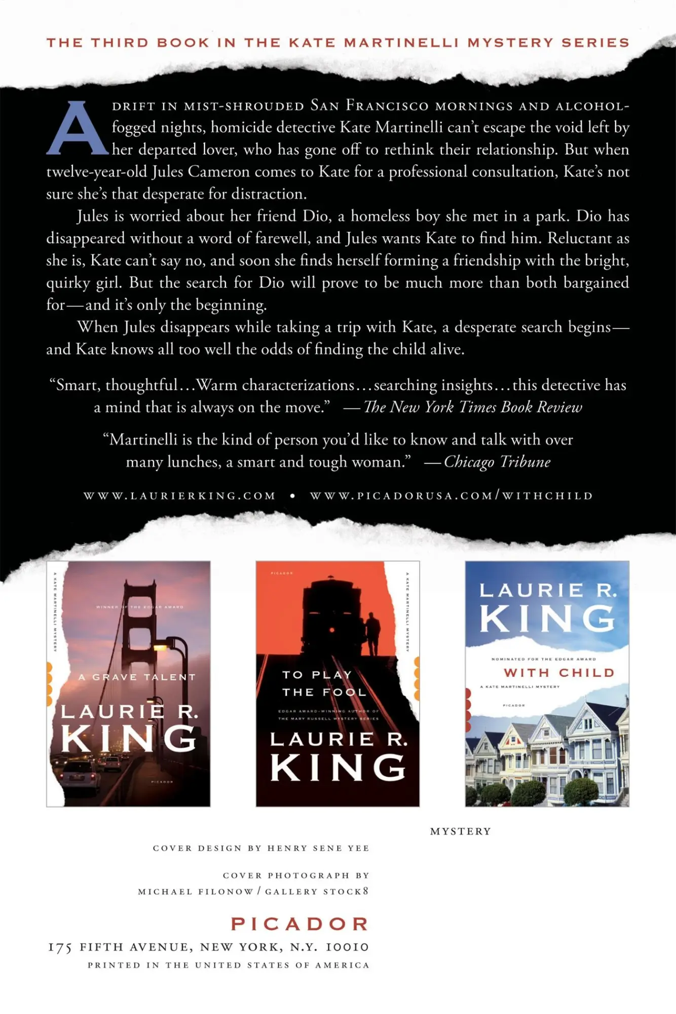 Rückseite: 9781250046598 | WITH CHILD | Laurie R. King | Taschenbuch | Kartoniert / Broschiert