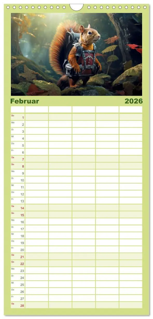 Bild: 9783516496598 | Familienplaner 2026 - Eichhörnchen im Erlebnishunger mit 5 Spalten...
