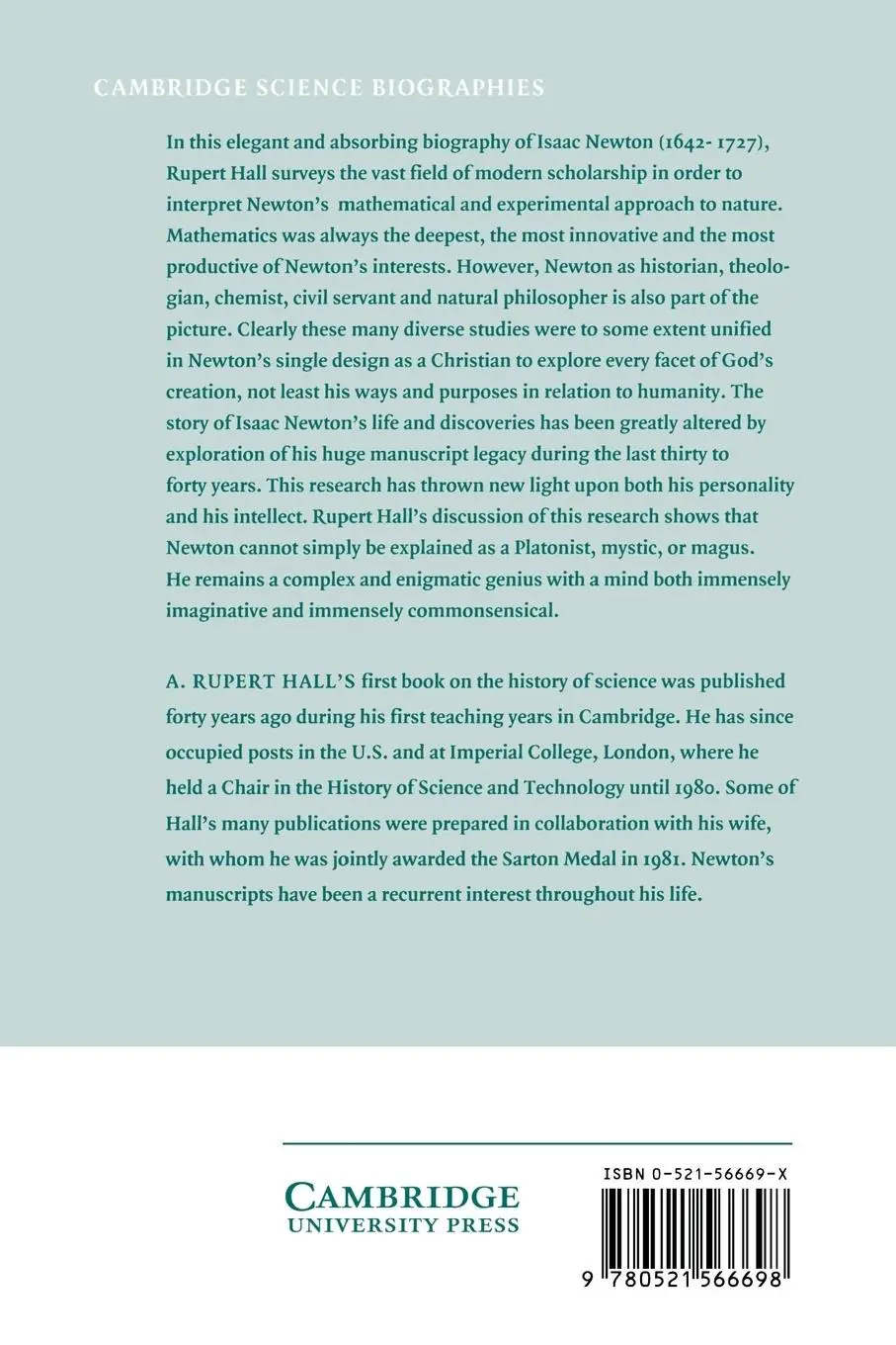 Rückseite: 9780521566698 | Isaac Newton | Adventurer in Thought | A. Rupert Hall | Taschenbuch