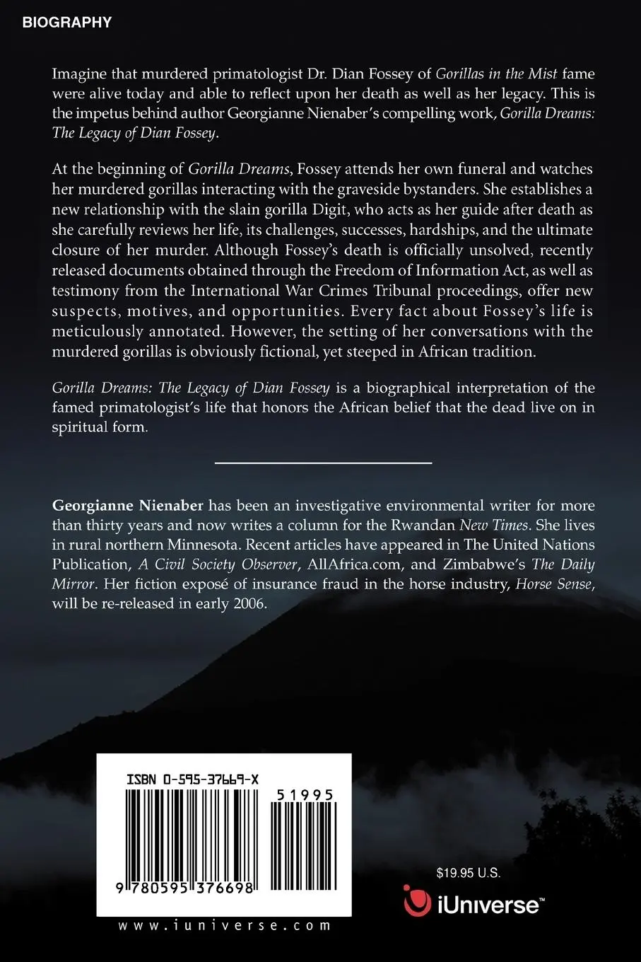 Rückseite: 9780595376698 | Gorilla Dreams | The Legacy of Dian Fossey | Georgianne Nienaber