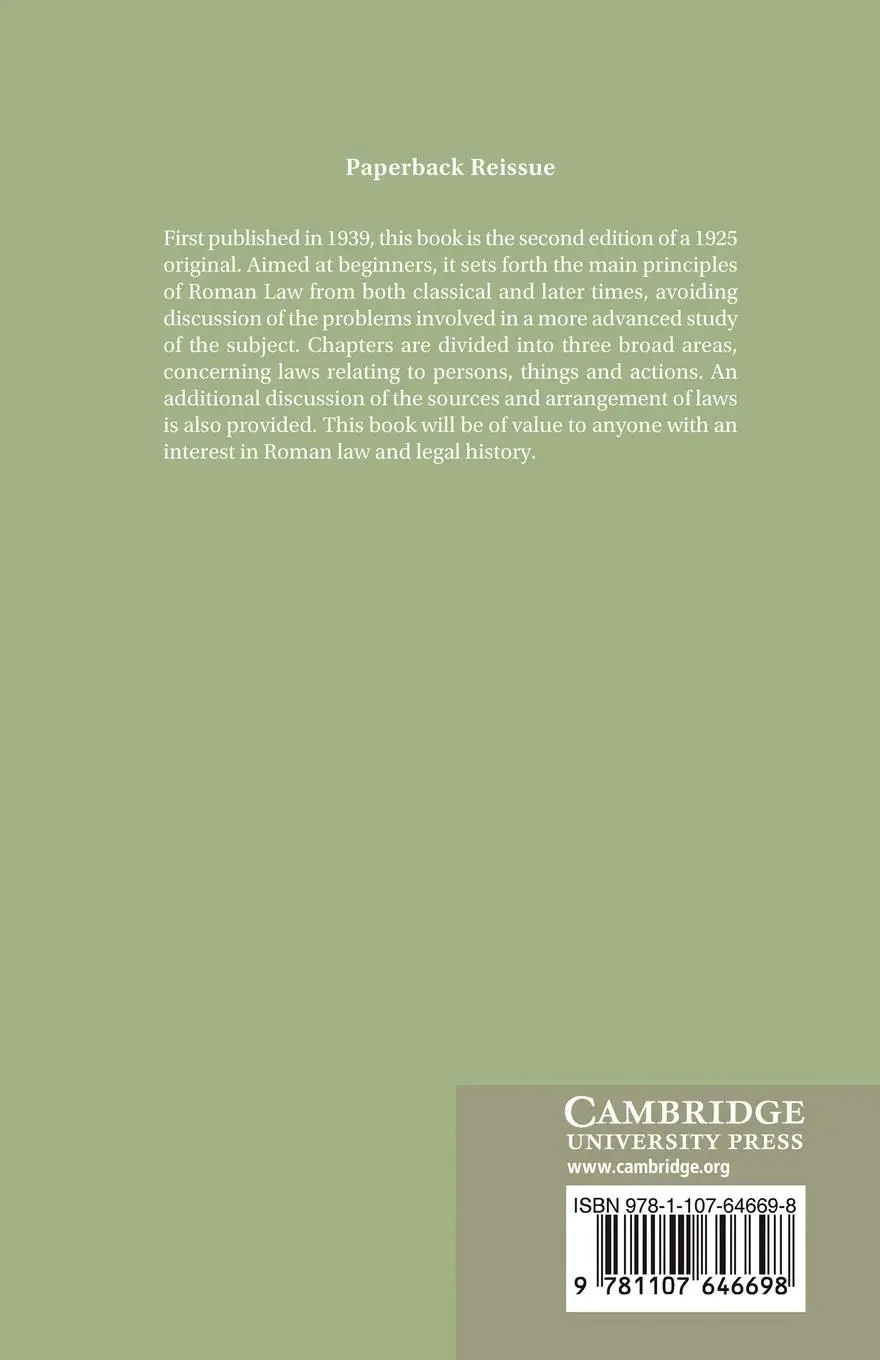 Rückseite: 9781107646698 | A Manual of Roman Private Law | W. W. Buckland | Taschenbuch | 2011