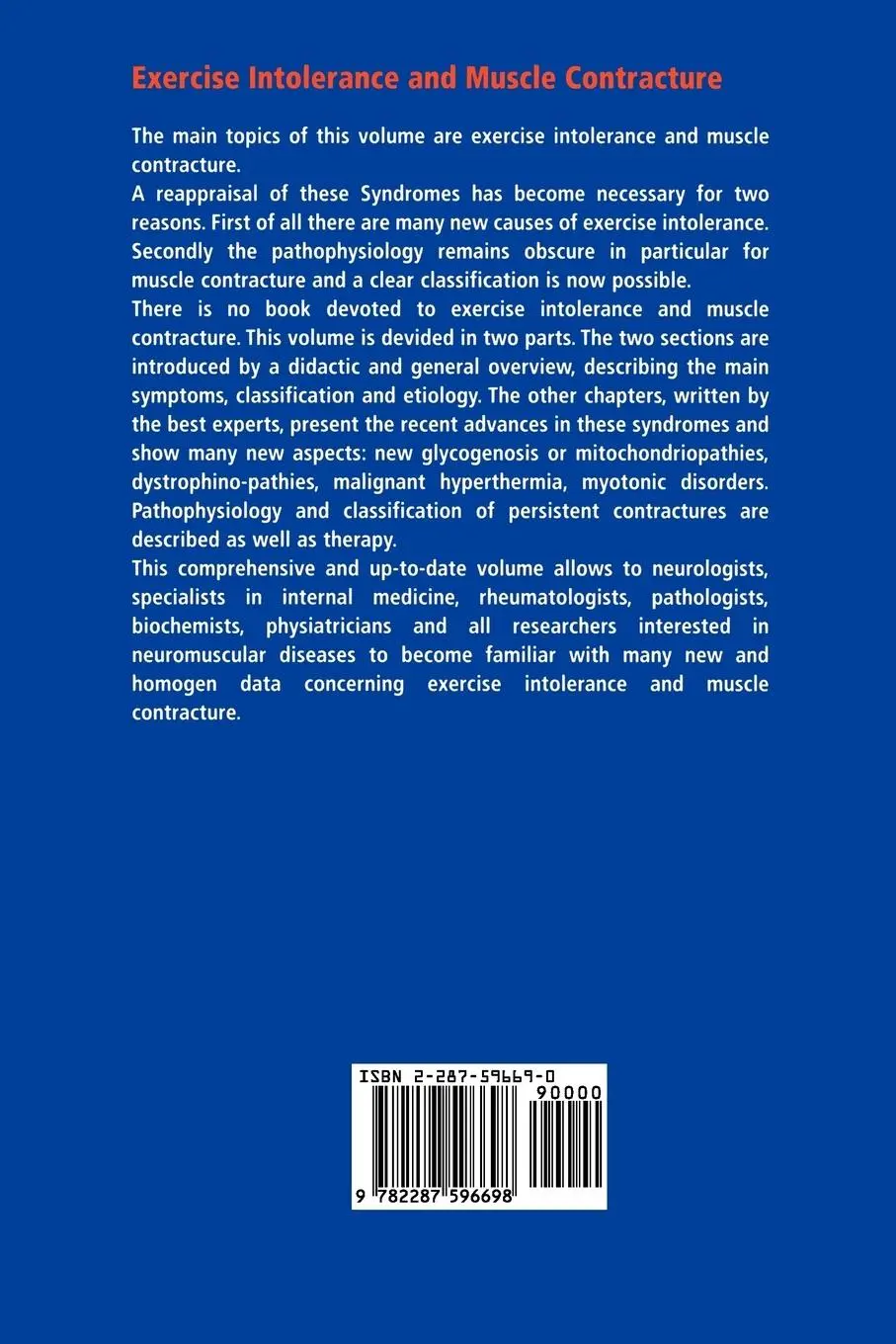 Rückseite: 9782287596698 | Exercise Intolerance and Muscle Contracture | Serratrice (u. a.) | xvi