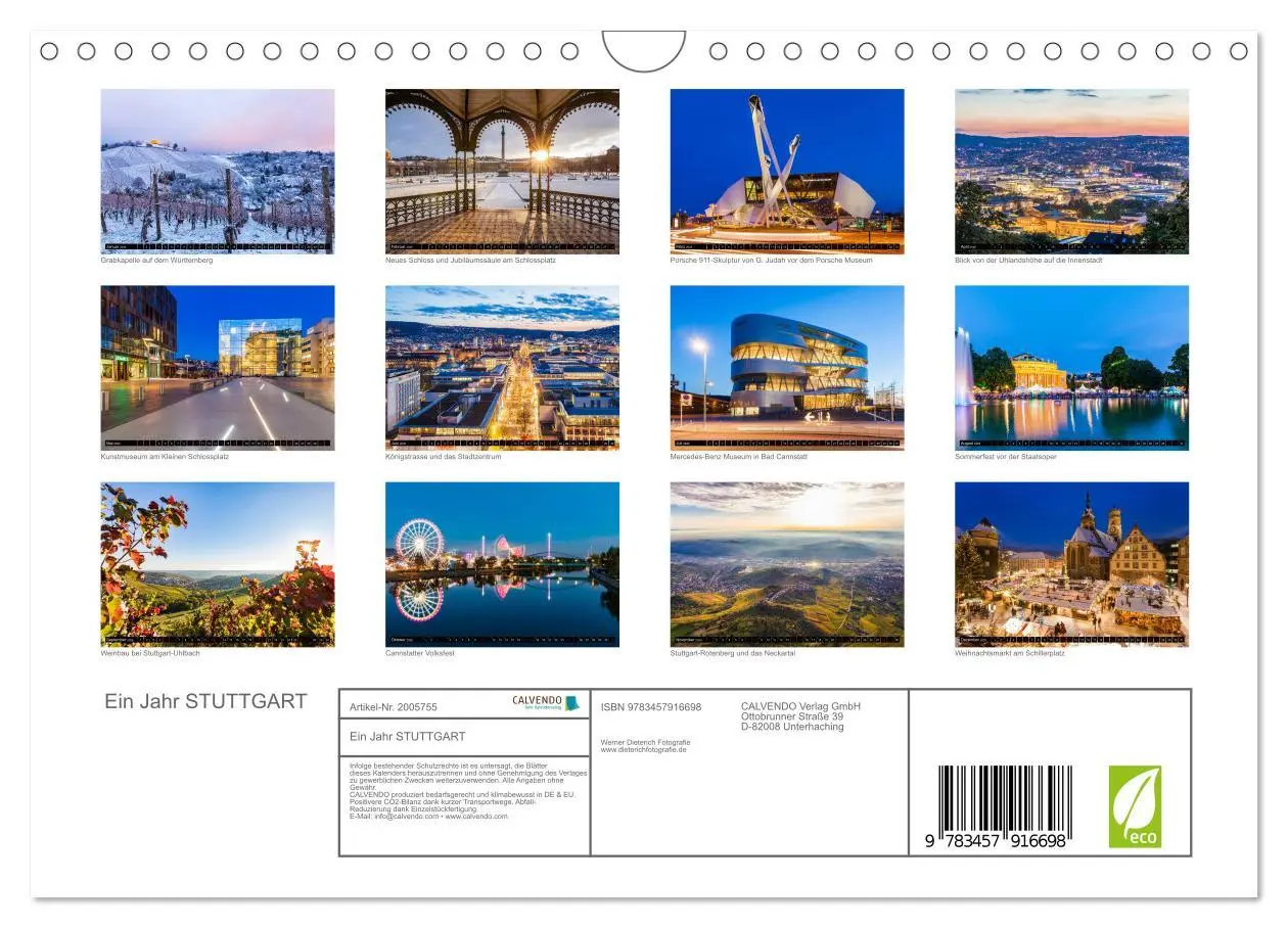 Bild: 9783457916698 | Ein Jahr STUTTGART (Wandkalender 2026 DIN A4 quer), CALVENDO...