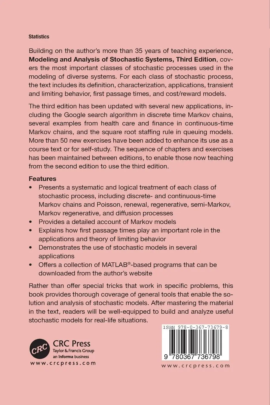 Rückseite: 9780367736798 | Modeling and Analysis of Stochastic Systems | Vidyadhar G. Kulkarni