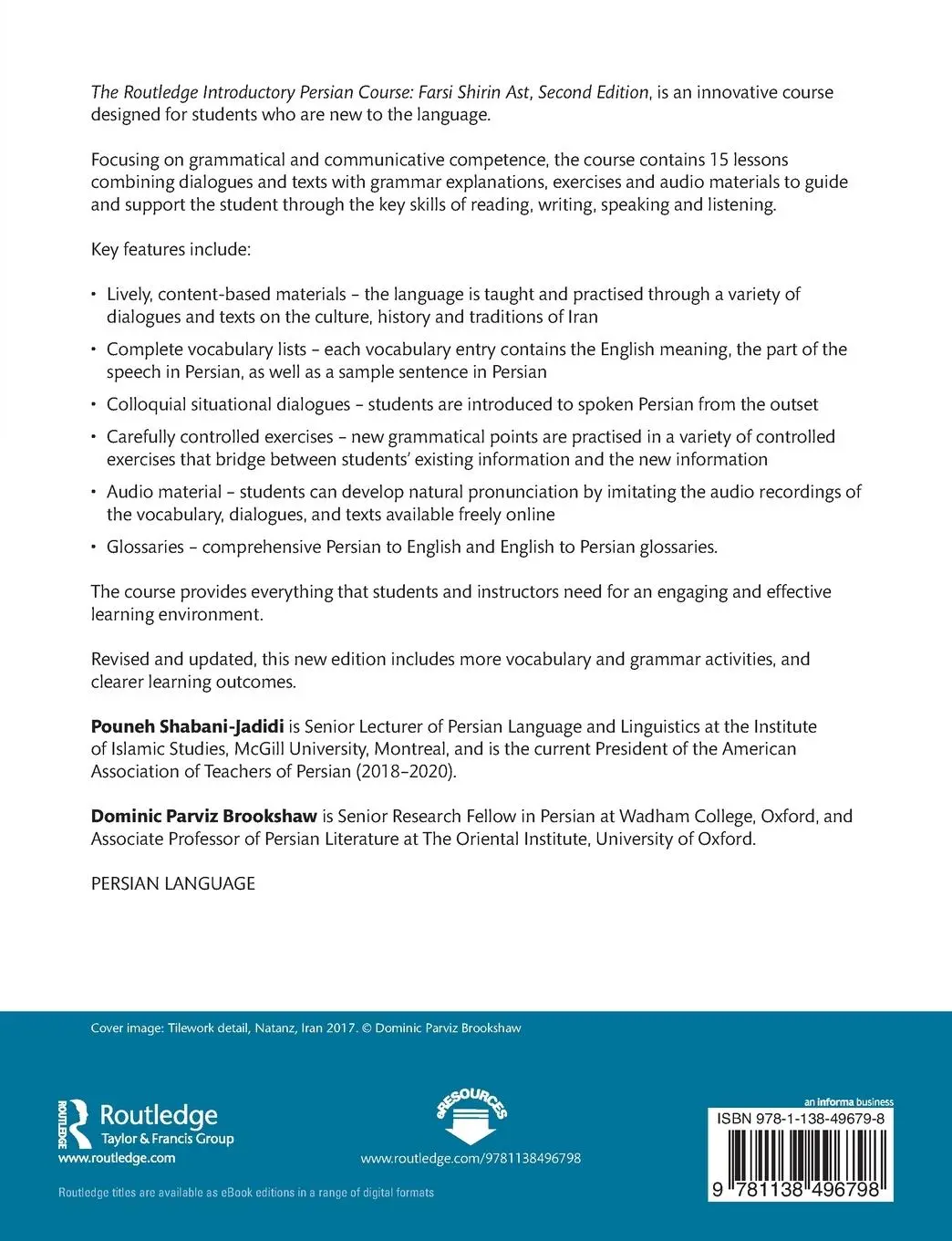 Rückseite: 9781138496798 | The Routledge Introductory Persian Course | Farsi Shirin Ast | Buch