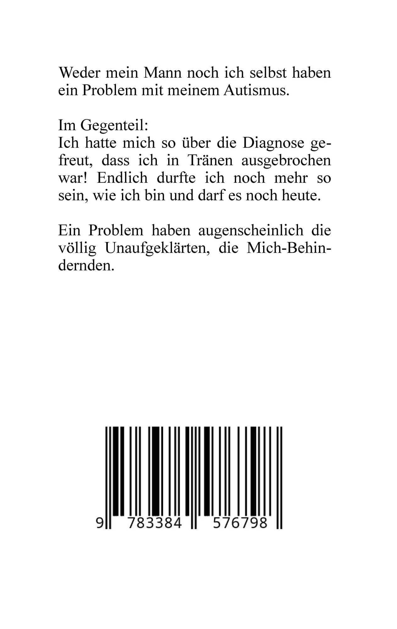 Rückseite: 9783384576798 | Gedanken einer alten Autist - Inklusion, PTBS, Trauma, Sucht,...