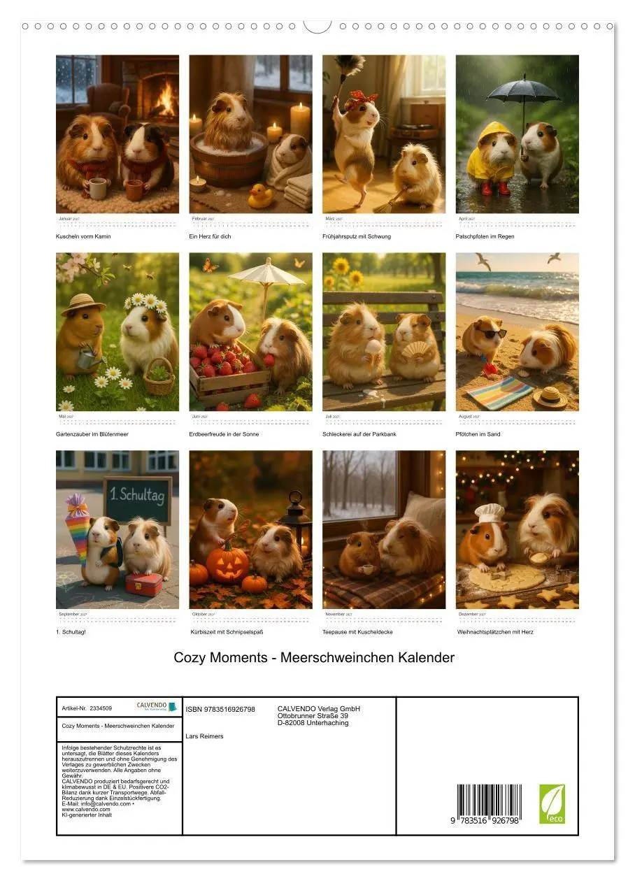 Bild: 9783516926798 | Cozy Moments - Meerschweinchen Kalender (hochwertiger Premium...