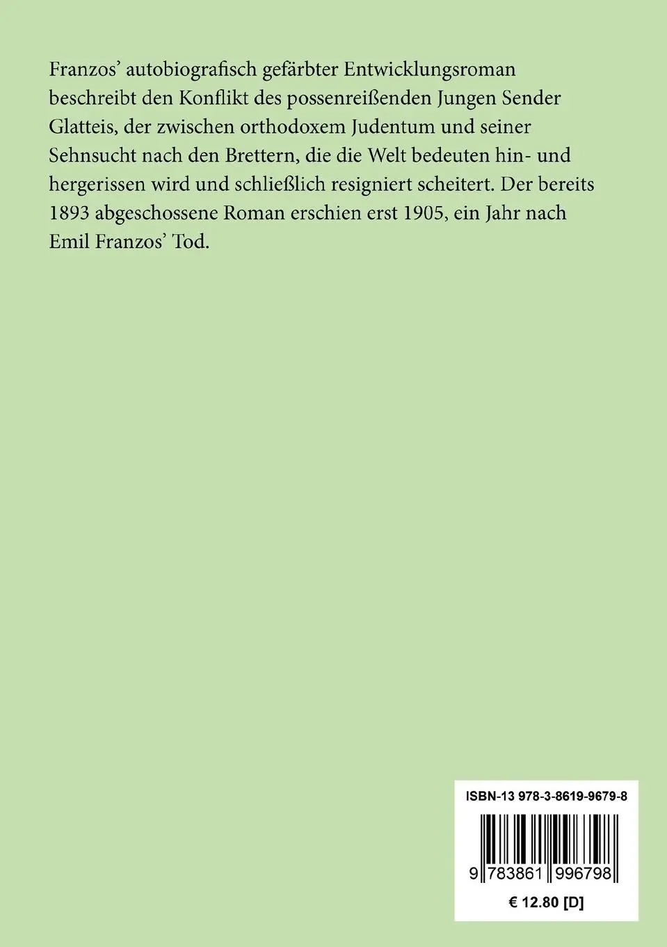 Rückseite: 9783861996798 | Der Pojaz | Karl Emil Franzos | Taschenbuch | Paperback | 384 S.