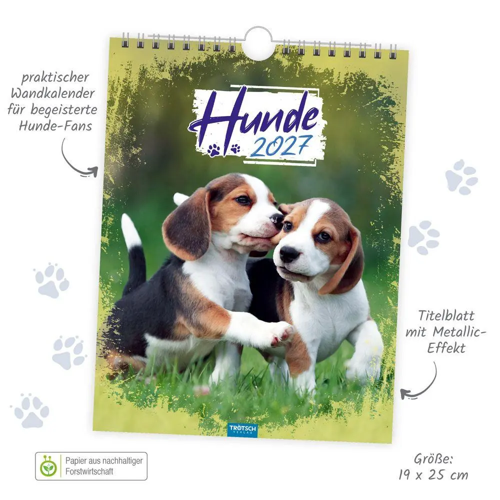 Bild: 9783988026798 | TRÖTSCH - Notizkalender zum Hängen Hunde 2027 | KG | Kalender | 24 S.