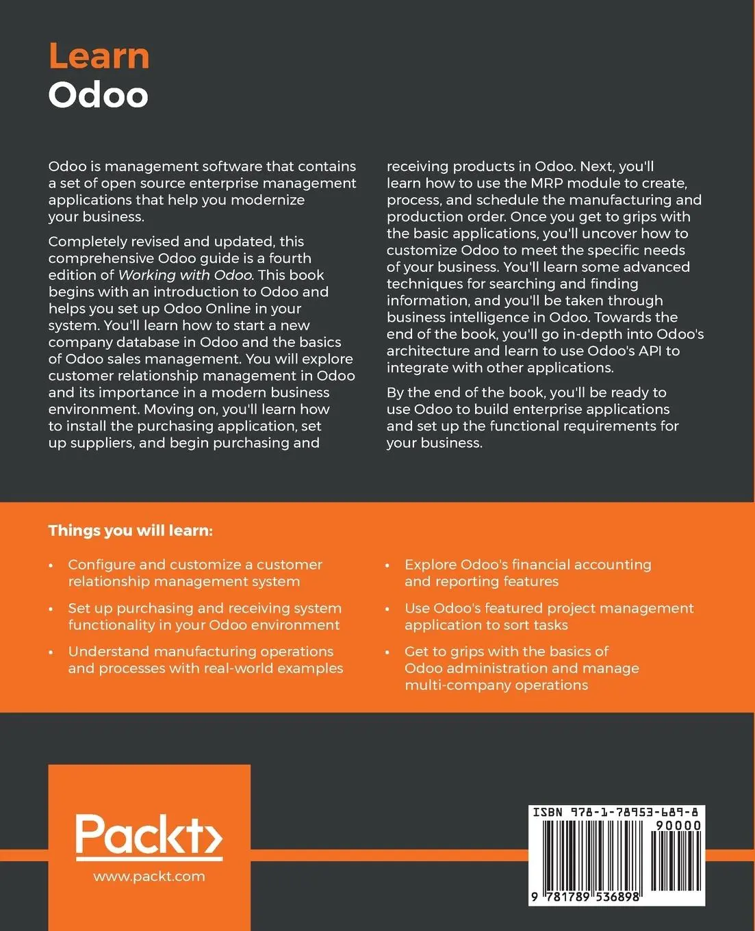 Rückseite: 9781789536898 | Learn Odoo | Greg Moss | Taschenbuch | Englisch | 2019