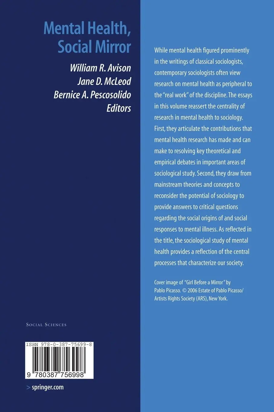 Rückseite: 9780387756998 | Mental Health, Social Mirror | William R. Avison (u. a.) | Taschenbuch