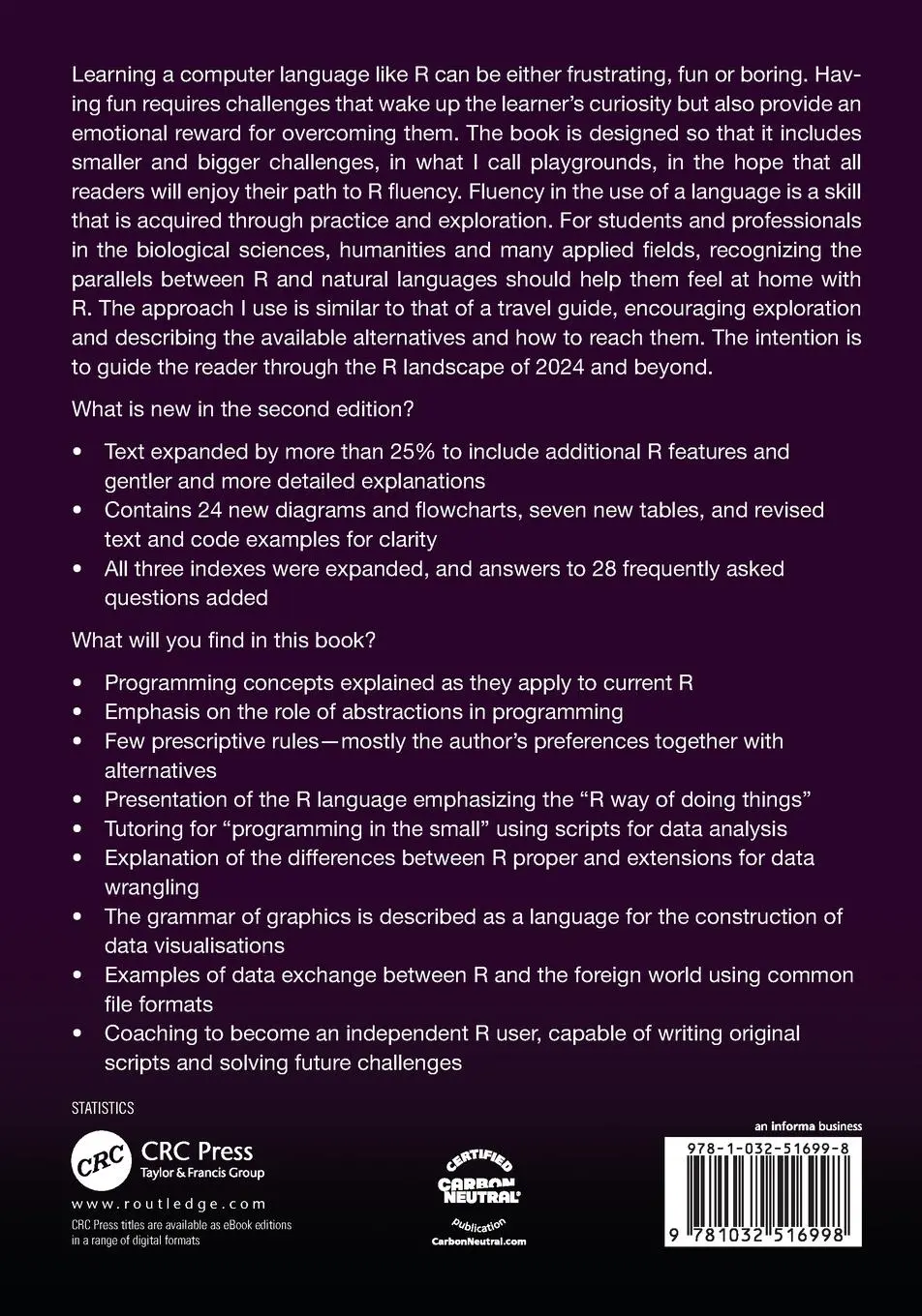 Rückseite: 9781032516998 | Learn R | As a Language | Pedro J. Aphalo | Taschenbuch | Englisch