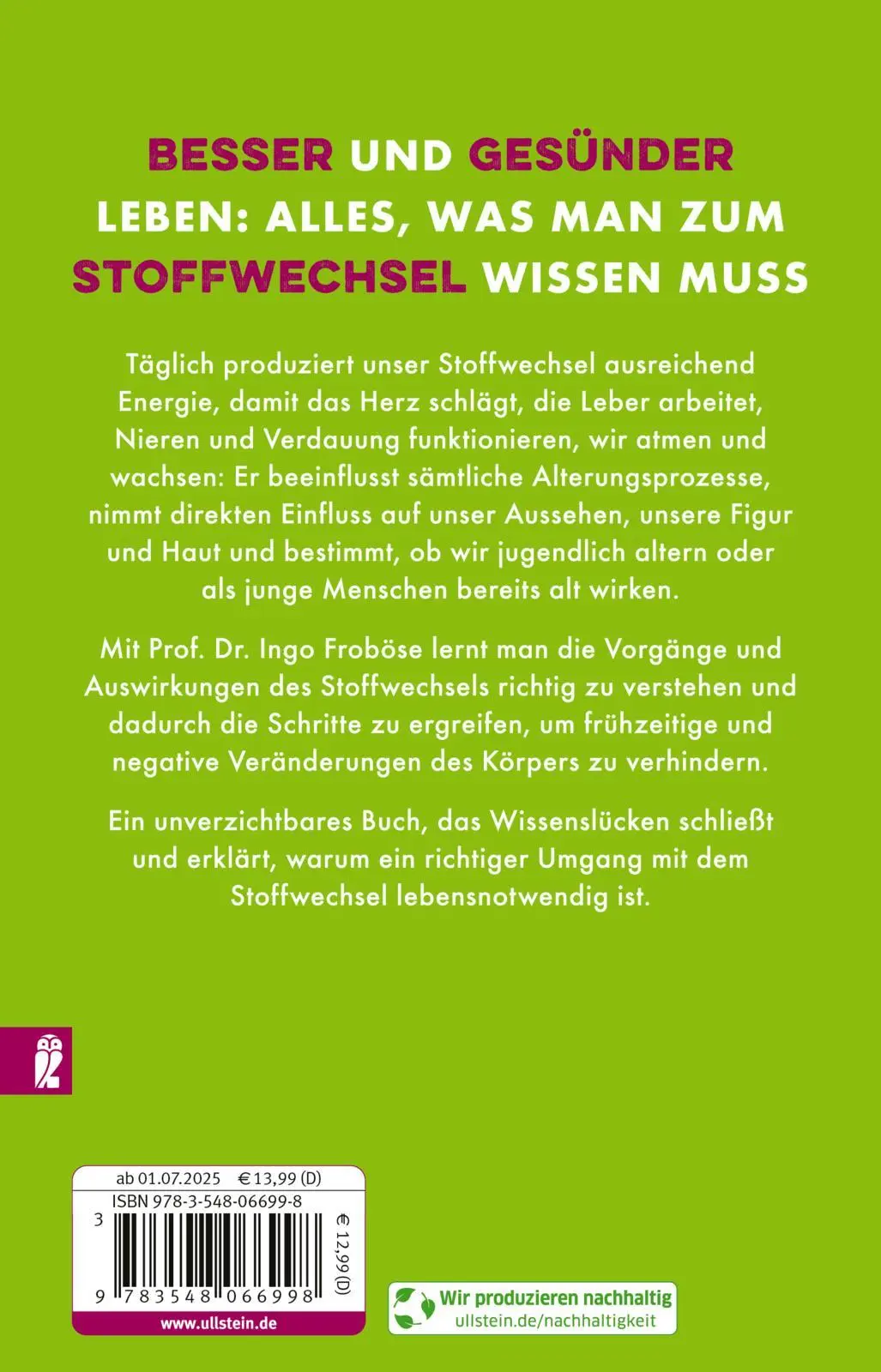 Rückseite: 9783548066998 | Der Stoffwechsel-Kompass | Ingo Froböse | Taschenbuch | 304 S. | 2024