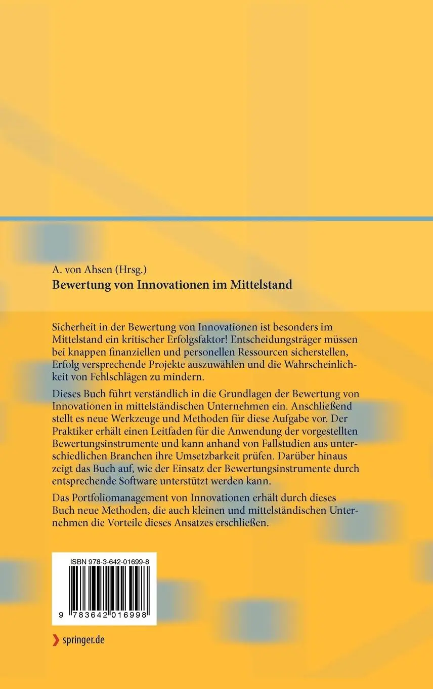 Rückseite: 9783642016998 | Bewertung von Innovationen im Mittelstand | Anette Ahsen | Buch | xi