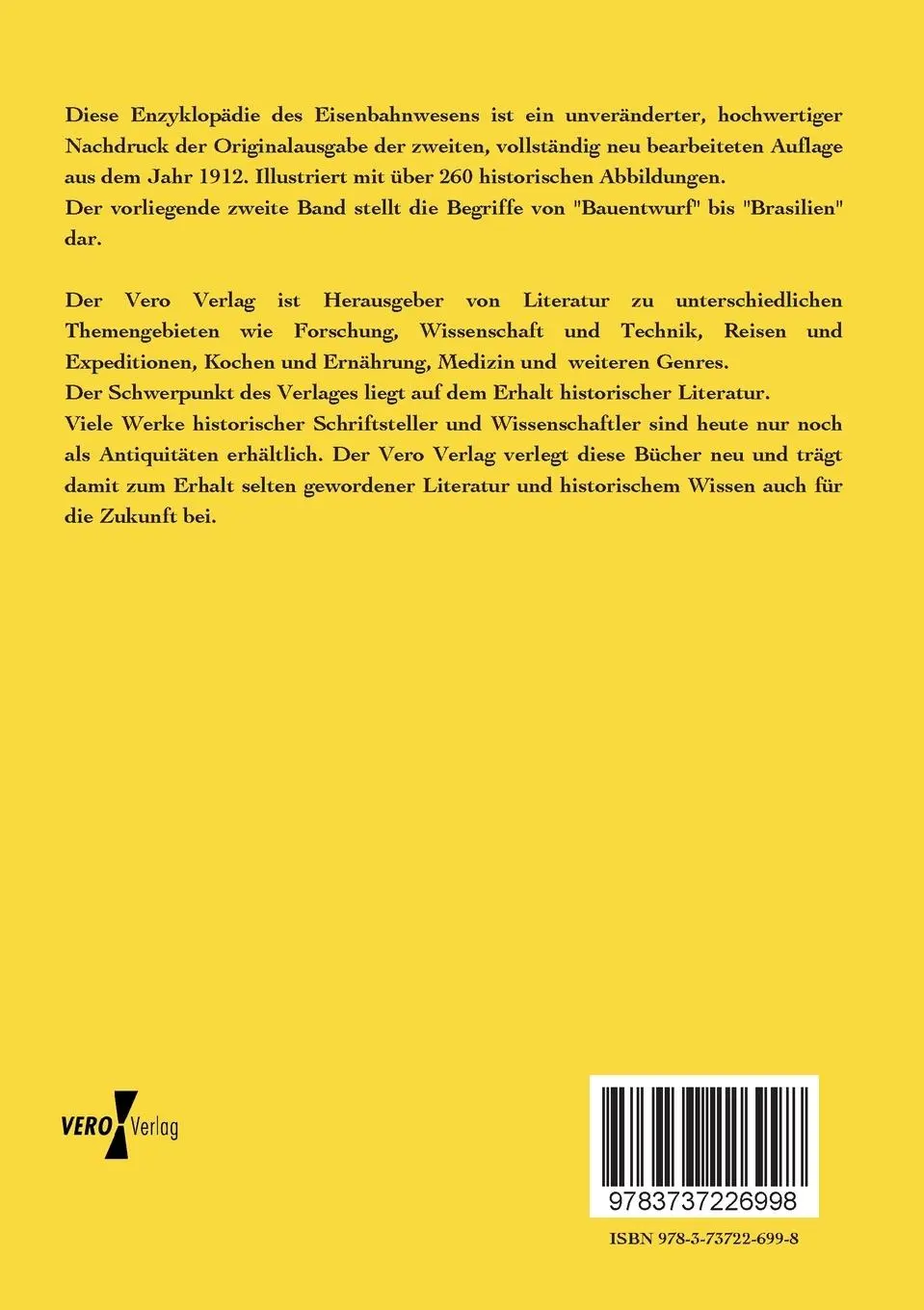 Rückseite: 9783737226998 | Enzyklopädie des Eisenbahnwesens | Zweiter Band | Röll | Taschenbuch