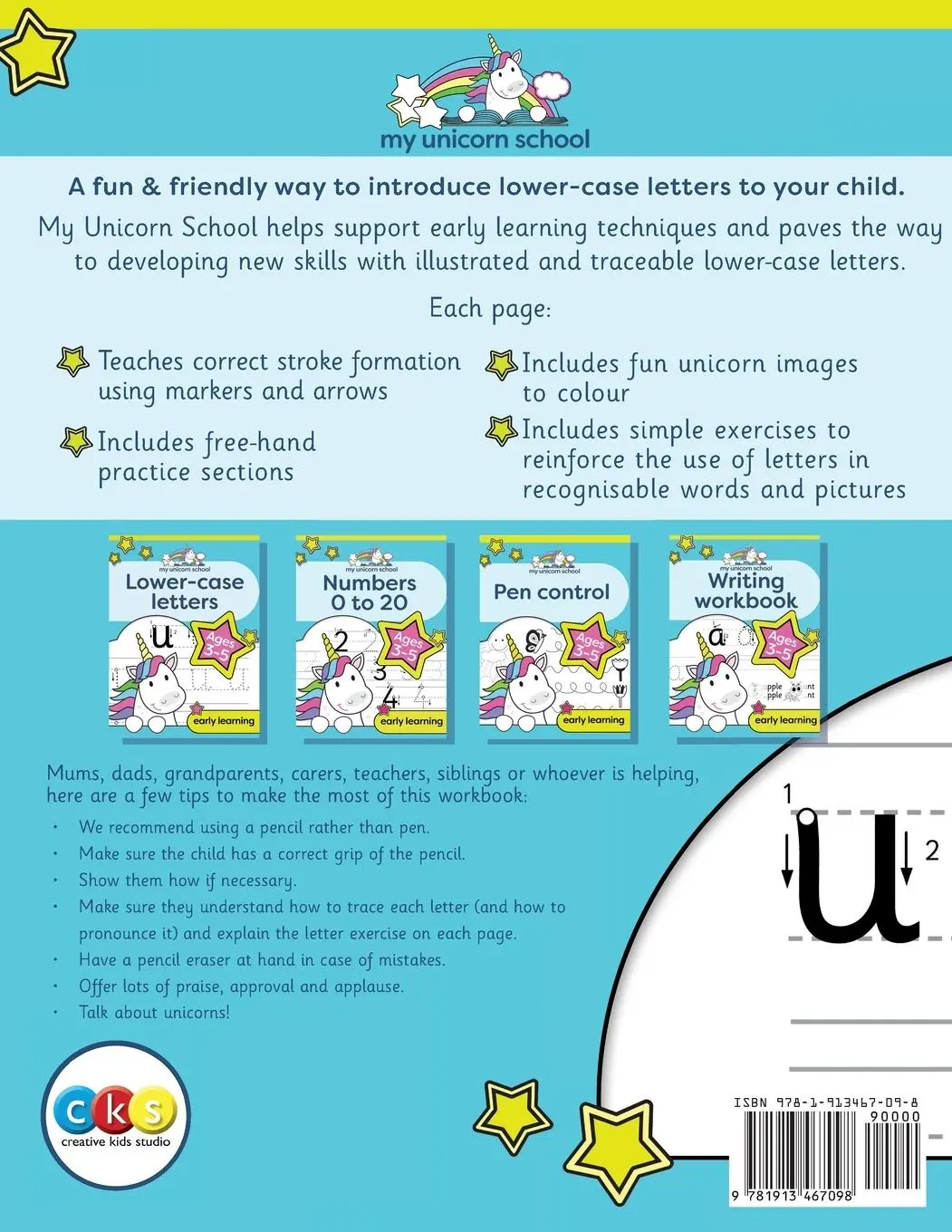 Rückseite: 9781913467098 | My Unicorn School Lower-case Letters Ages 3-5 | Creative Kids Studio