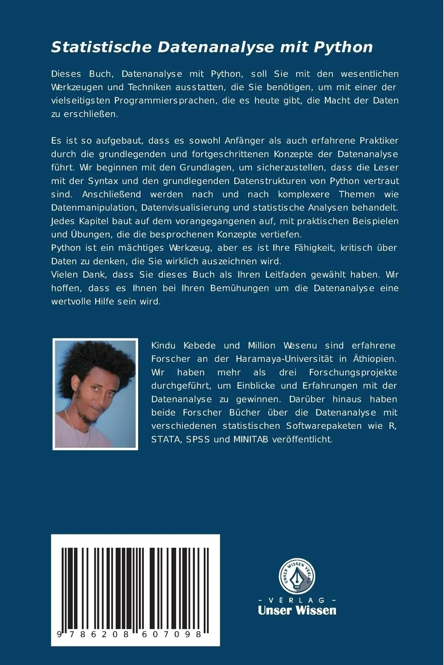 Rückseite: 9786208607098 | Statistische Datenanalyse mit Python | Kindu Kebede Gebre (u. a.)