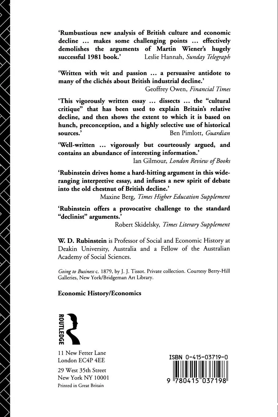 Rückseite: 9780415037198 | Capitalism, Culture and Decline in Britain | 1750 -1990 | Rubinstein