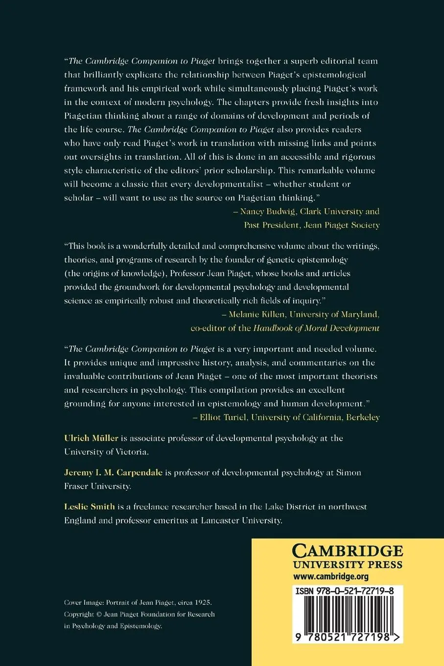Rückseite: 9780521727198 | The Cambridge Companion to Piaget | Ulrich Müller (u. a.) | Buch