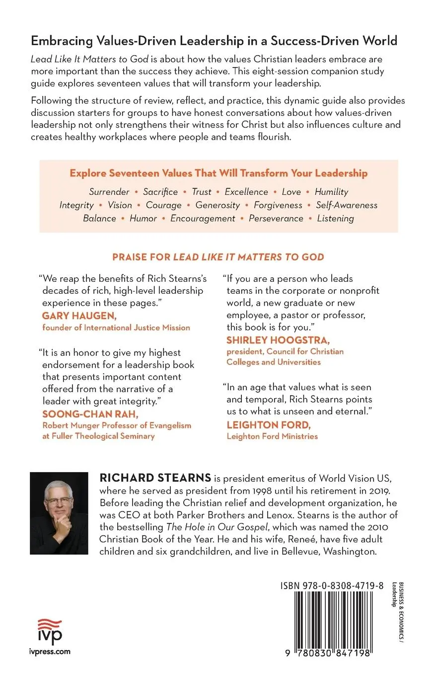 Rückseite: 9780830847198 | Lead Like It Matters to God Study Guide | Richard Stearns | Buch | IVP
