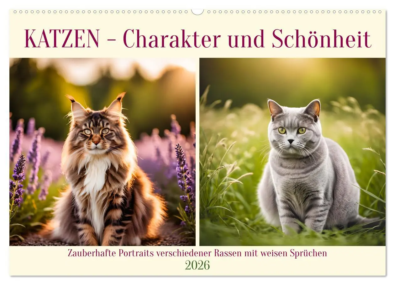 Cover: 9783457317198 | Katzen - Charakter und Schönheit (Wandkalender 2026 DIN A2 quer),...