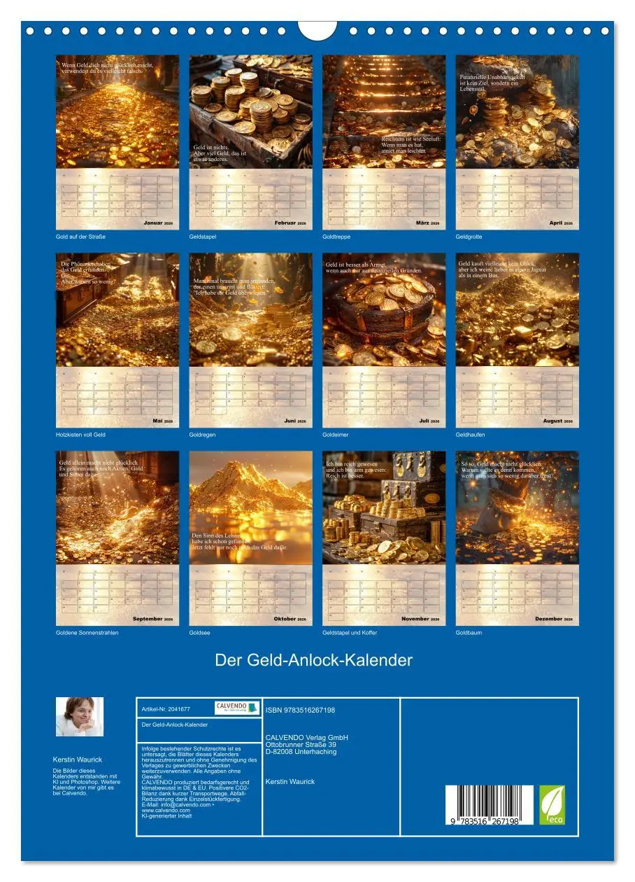Bild: 9783516267198 | Der Geld-Anlock-Kalender (Wandkalender 2026 DIN A3 hoch), CALVENDO...