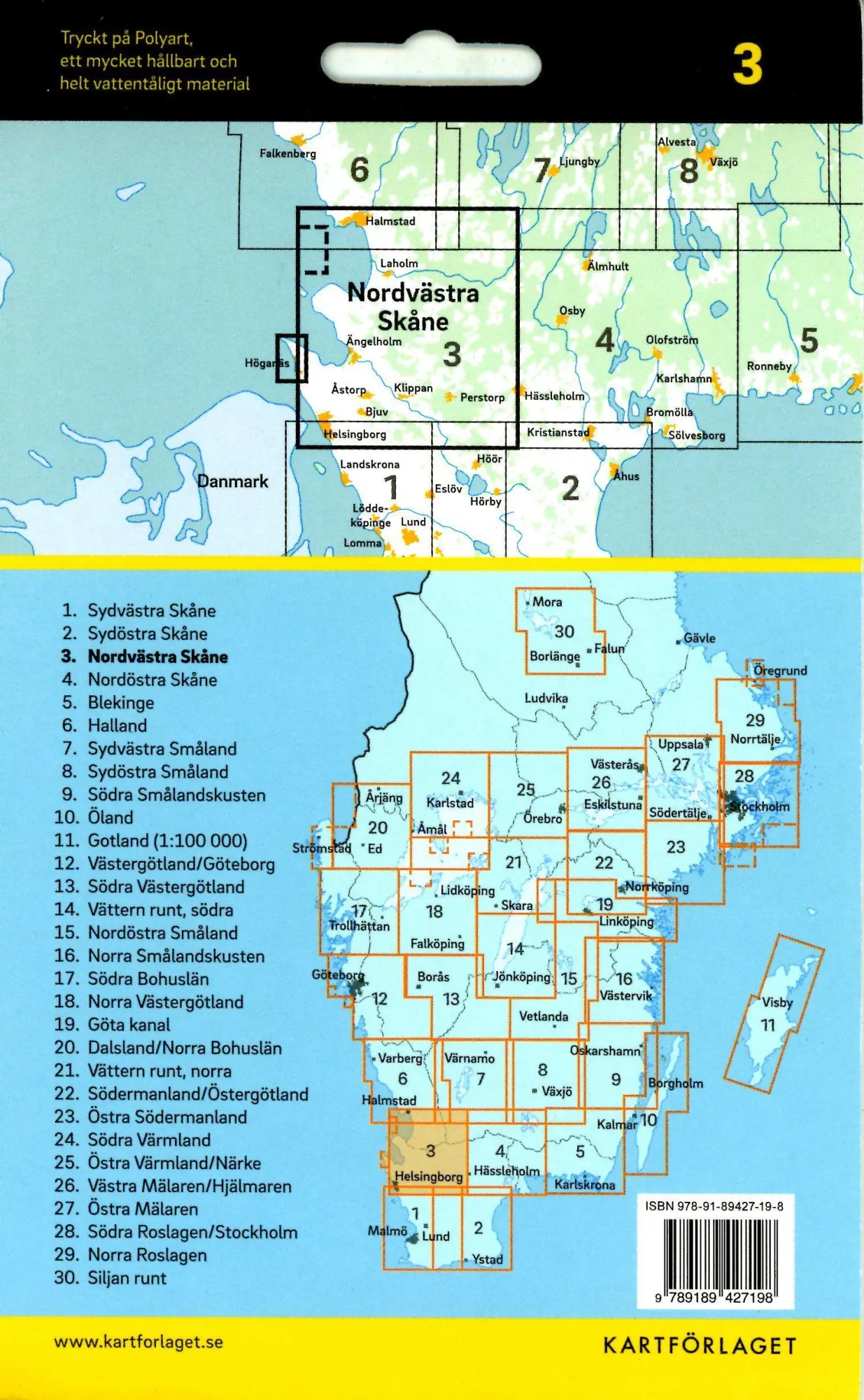 Bild: 9789189427198 | Cykelkartan Blad 3 Nordvästra Skåne 1:90000 | (Land-)Karte | 2023