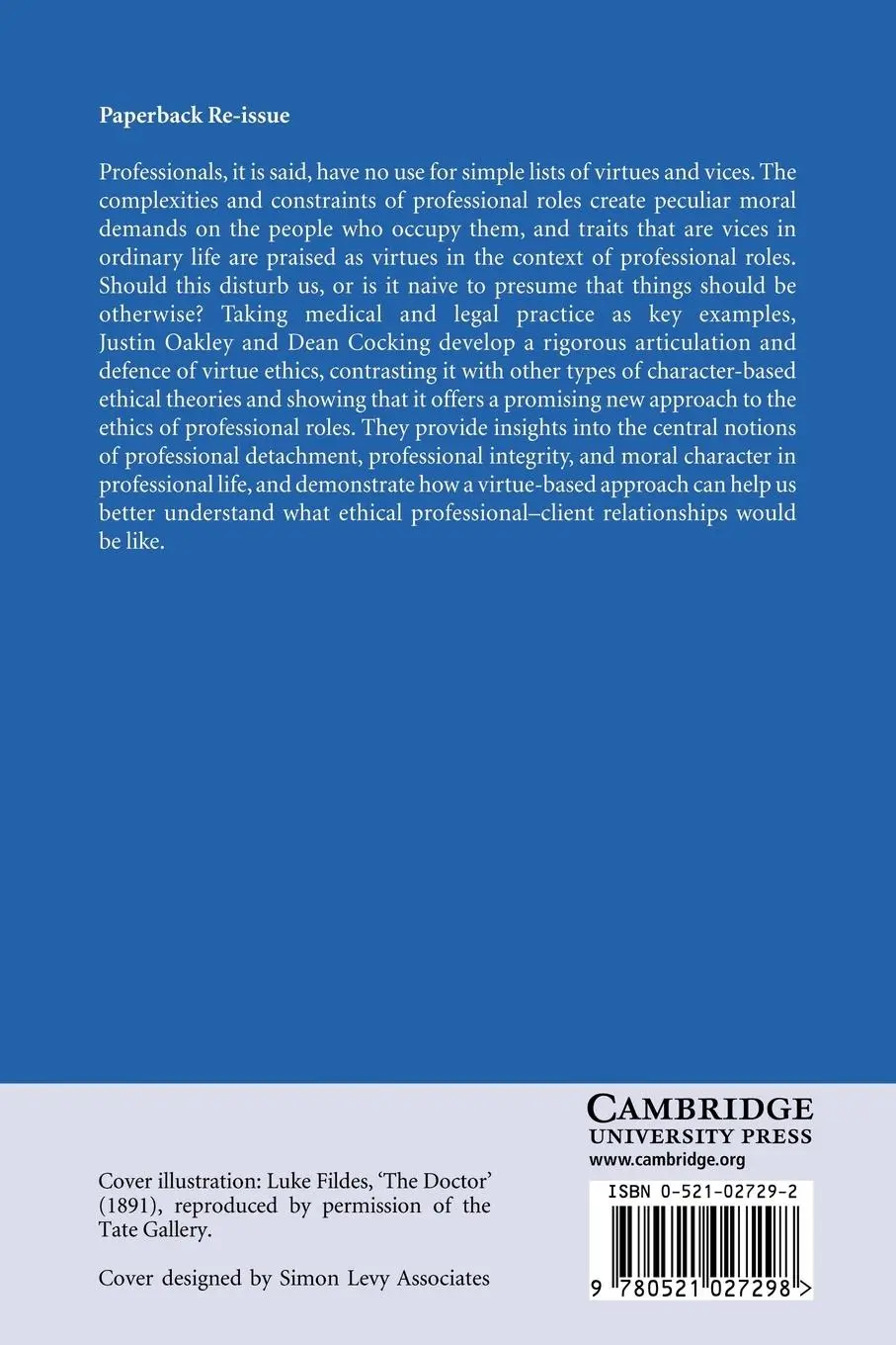 Rückseite: 9780521027298 | Virtue Ethics and Professional Roles | Justin Oakley (u. a.) | Buch