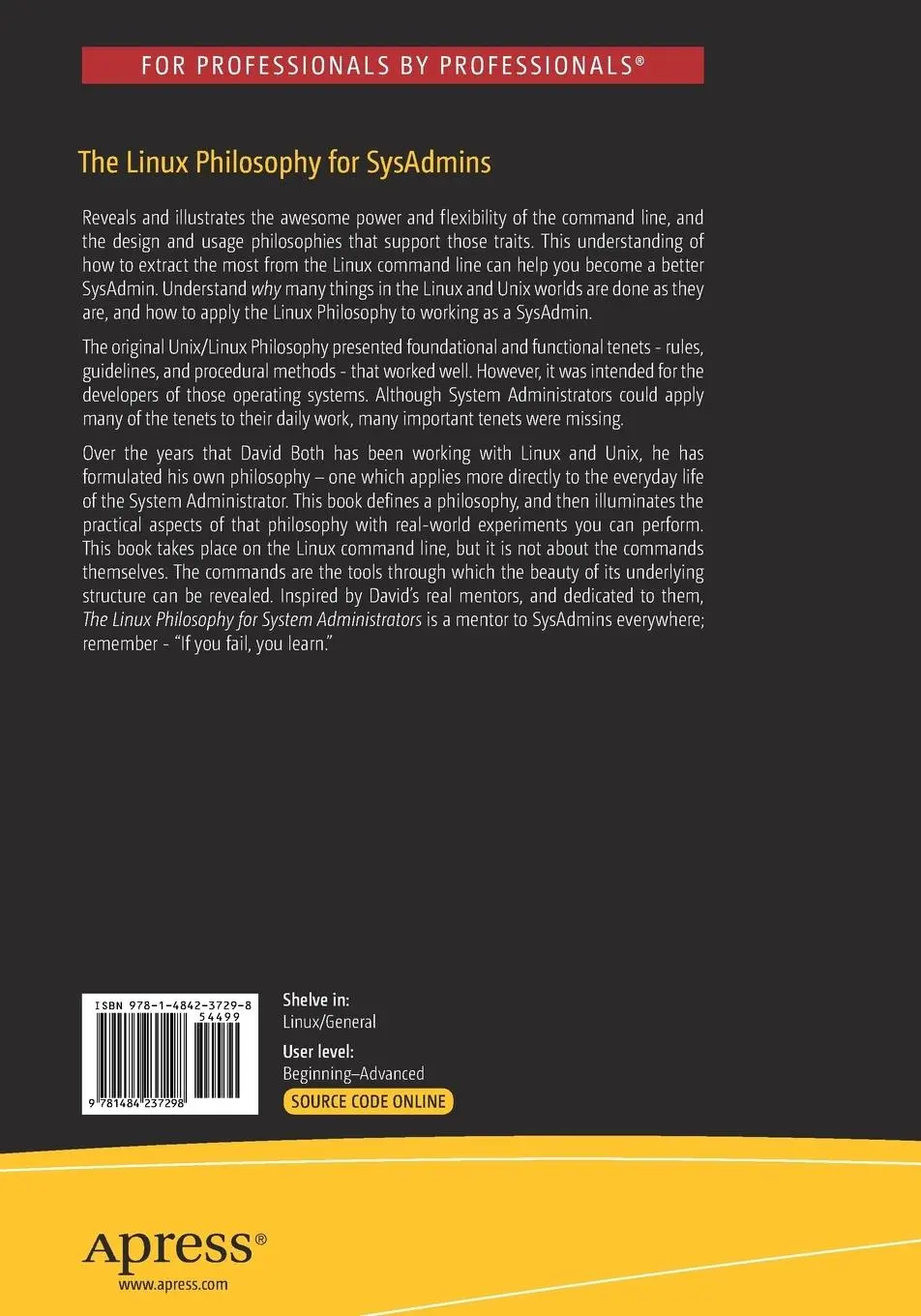 Rückseite: 9781484237298 | The Linux Philosophy for SysAdmins | And Everyone Who Wants To Be One