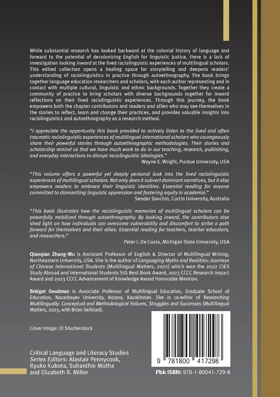 Rückseite: 9781800417298 | Autoethnographic Explorations of Lived Raciolinguistic Experiences...