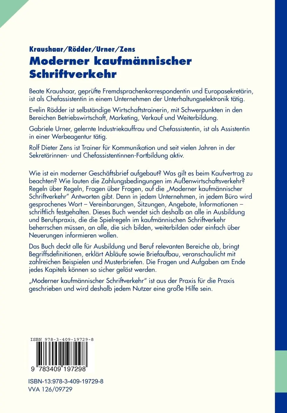 Rückseite: 9783409197298 | Moderner kaufmännischer Schriftverkehr | Beate Kraushaar (u. a.) | ix