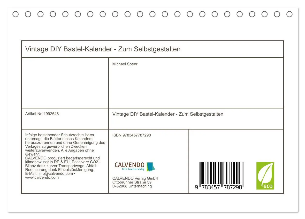 Bild: 9783457787298 | Vintage DIY Bastel-Kalender - Zum Selbstgestalten (Tischkalender...