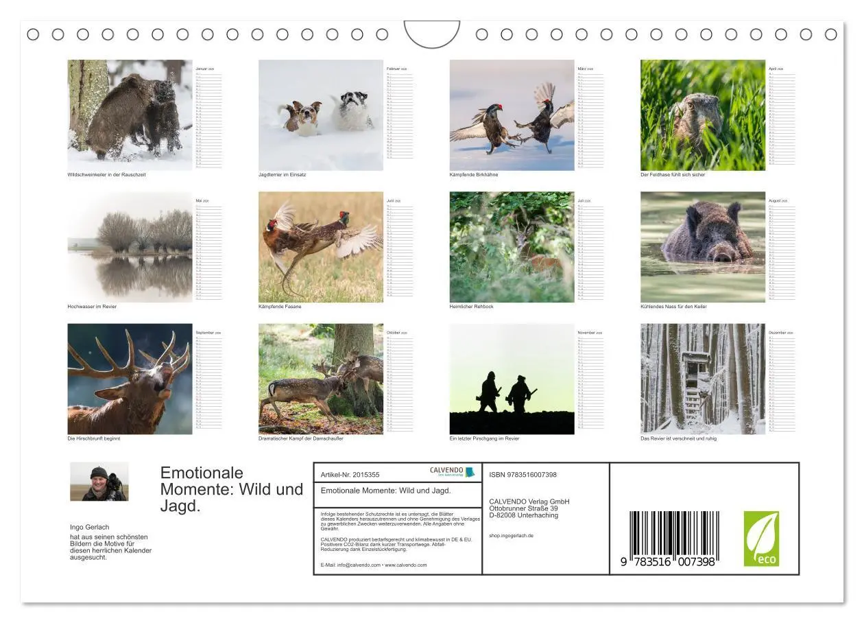 Bild: 9783516007398 | Emotionale Momente: Wild und Jagd. (Wandkalender 2026 DIN A4 quer),...