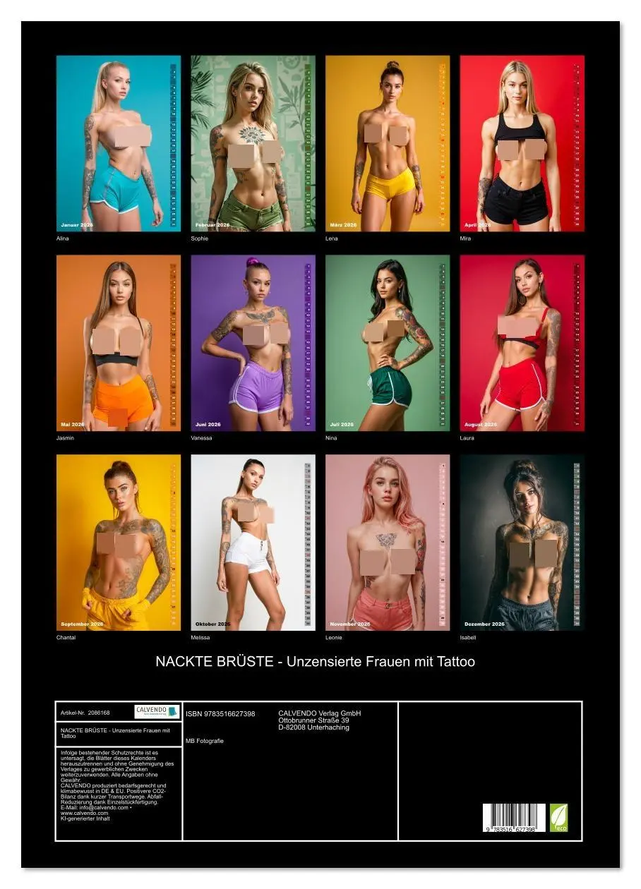 Bild: 9783516627398 | NACKTE BRÜSTE - Unzensierte Frauen mit Tattoo (Wandkalender 2026...