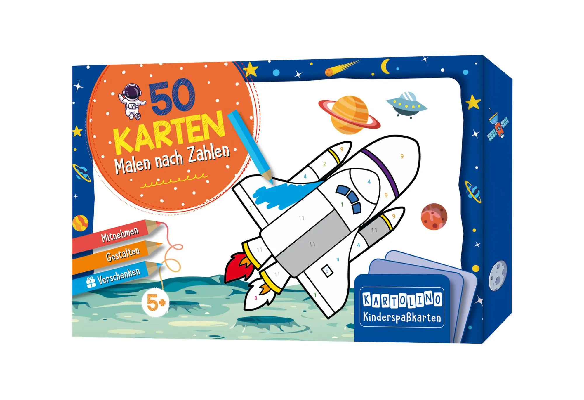 Cover: 9783817447398 | 50 Karten Malen nach Zahlen - Weltraum | Box | 50 S. | Deutsch | 2024