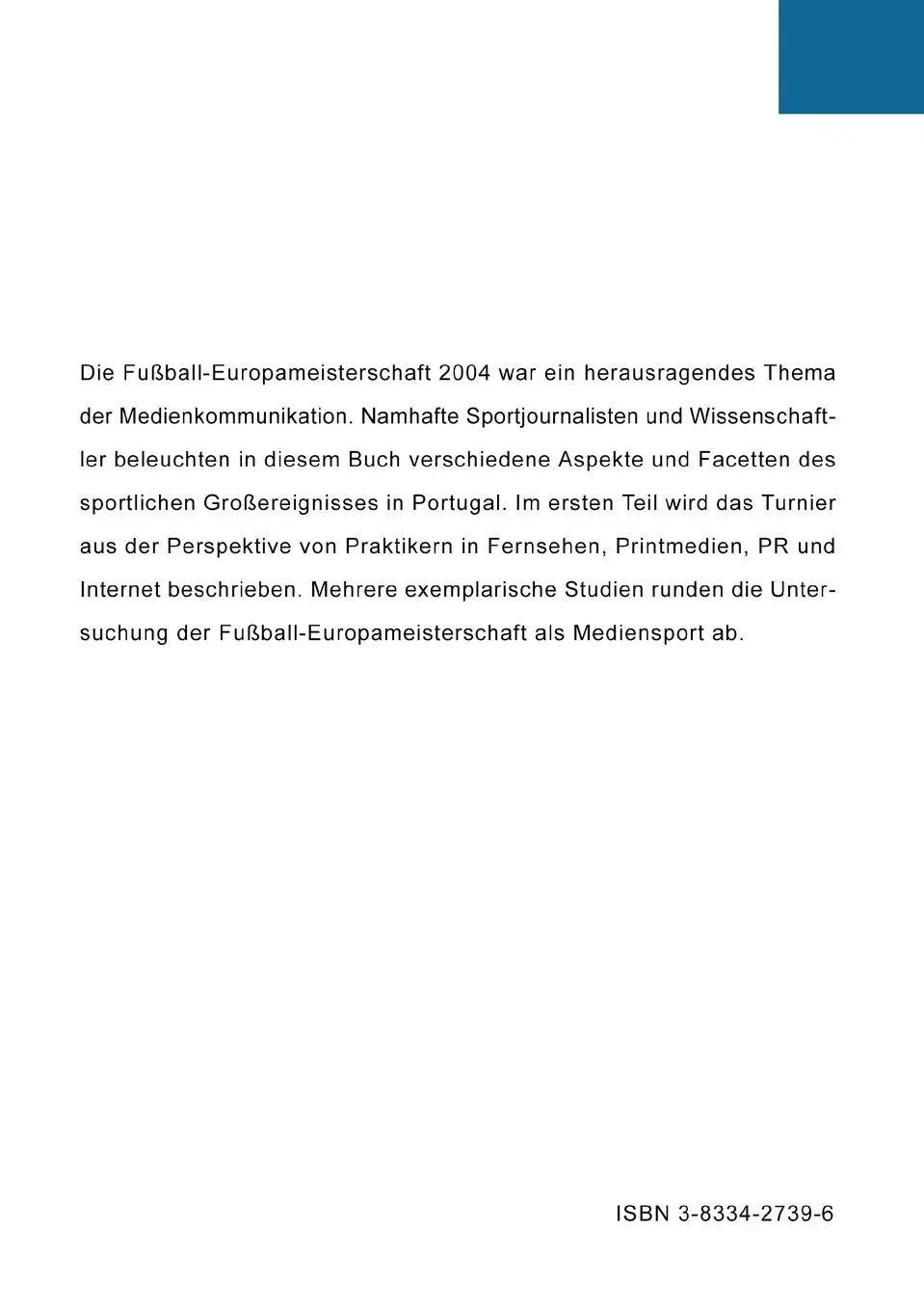 Rückseite: 9783833427398 | Erfahrungsberichte und Studien zur Fußball-Europameisterschaft | Horky
