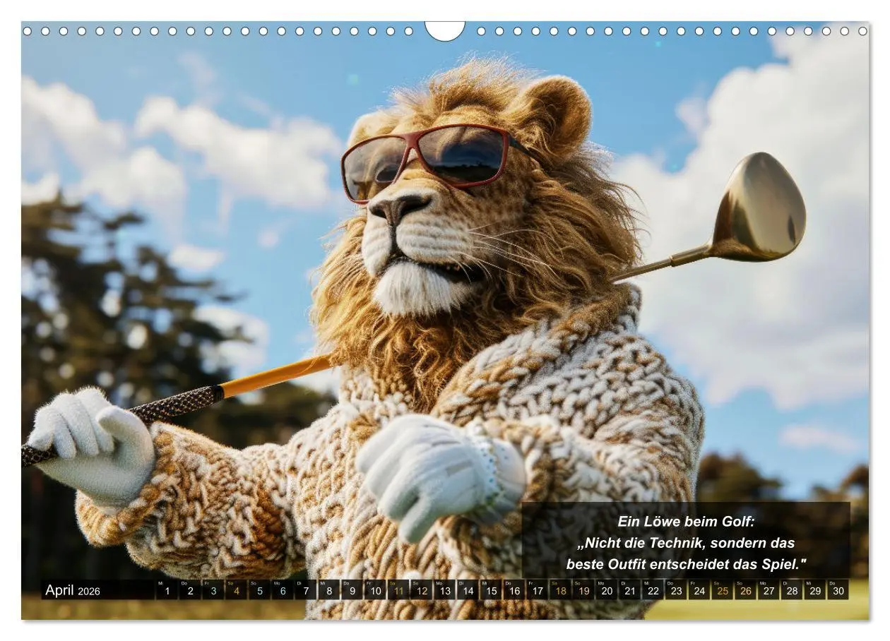 Bild: 9783457387498 | Der tierisch lustige Golfkalender (Wandkalender 2026 DIN A3 quer),...