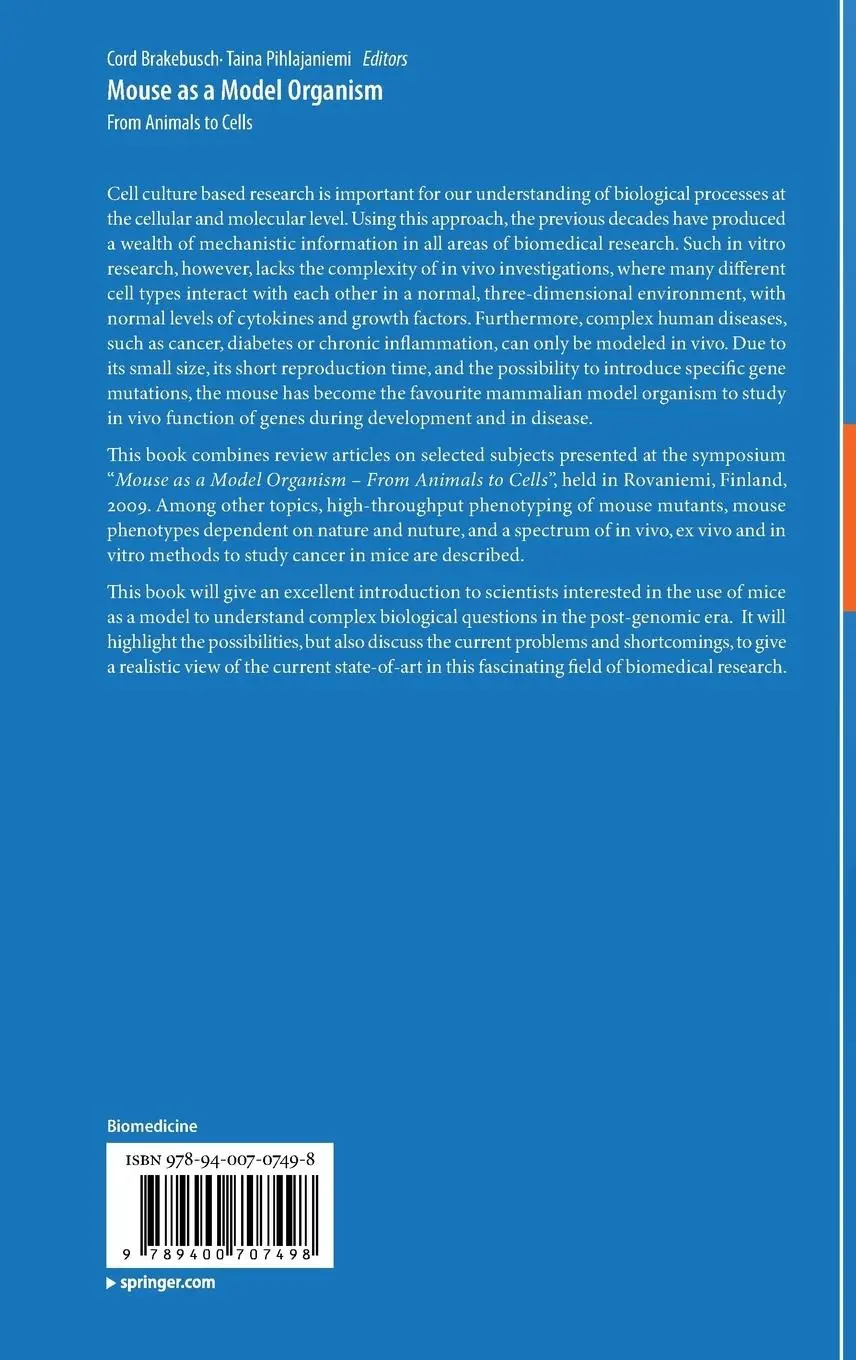 Rückseite: 9789400707498 | Mouse as a Model Organism | From Animals to Cells | Buch | xiv | 2011