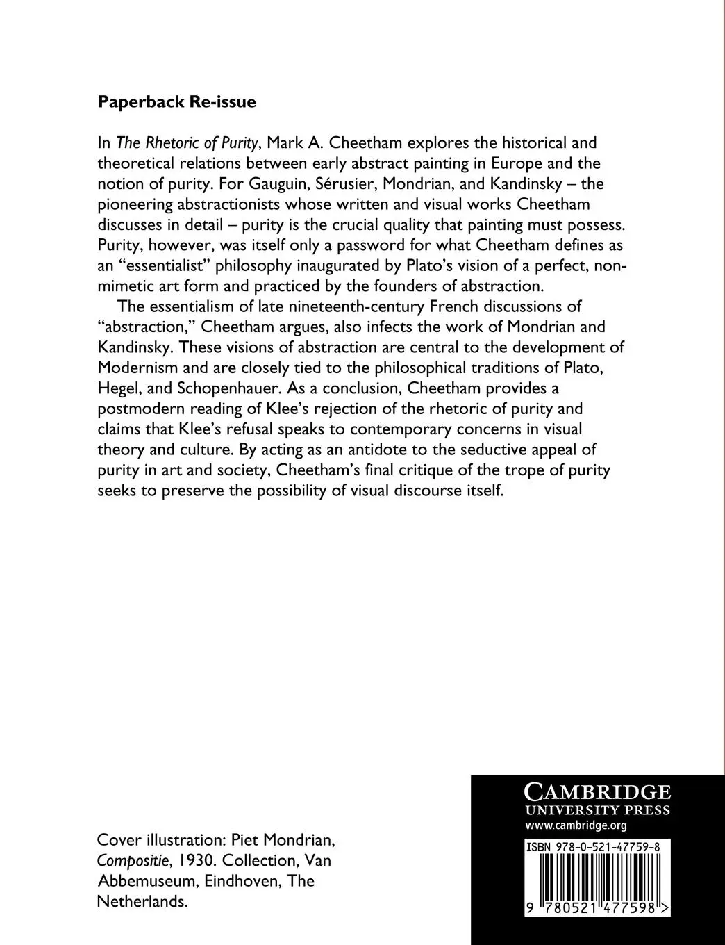 Rückseite: 9780521477598 | The Rhetoric of Purity | Mark A. Cheetham | Taschenbuch | Englisch
