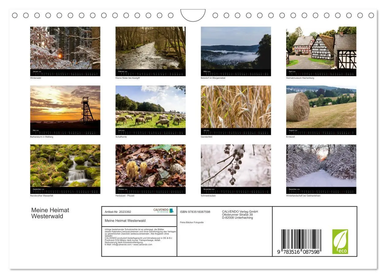 Bild: 9783516087598 | Meine Heimat Westerwald (Wandkalender 2026 DIN A4 quer), CALVENDO...