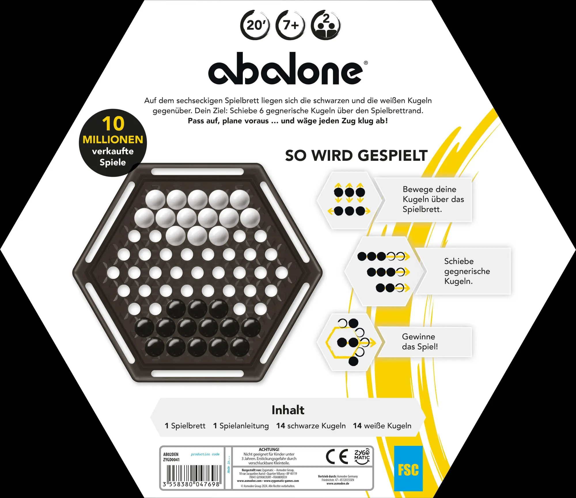Bild: 3558380047698 | Abalone. Modernes Design | Familienspiel | Spiel | ASMD0009 | Deutsch